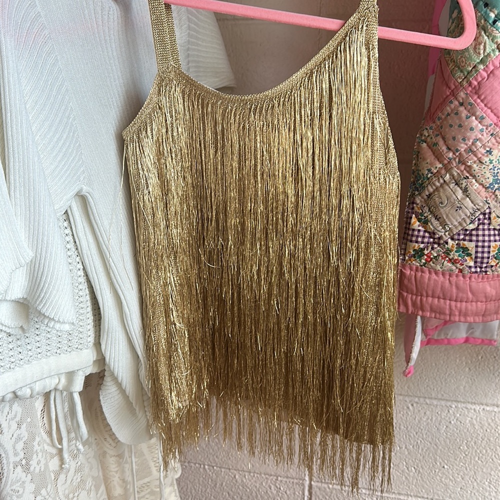 Gold Fringe Top! NWT